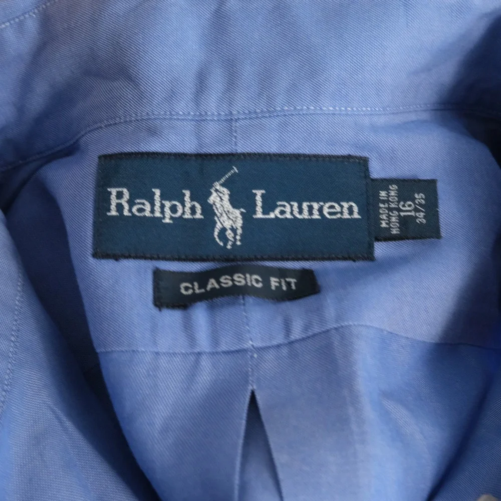 Polo Ralph Lauren 16 34/35 Classic Fit Oxford Button Down Dress Shirt Blue